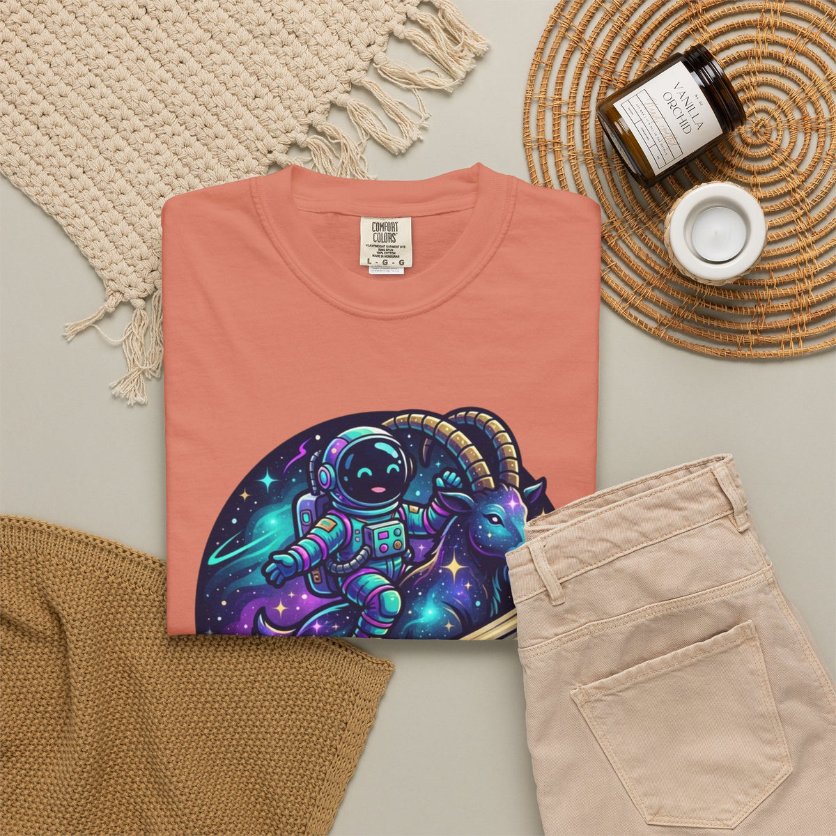 "Space Explorer Capricorn" Unisex Garment-Dyed Tee