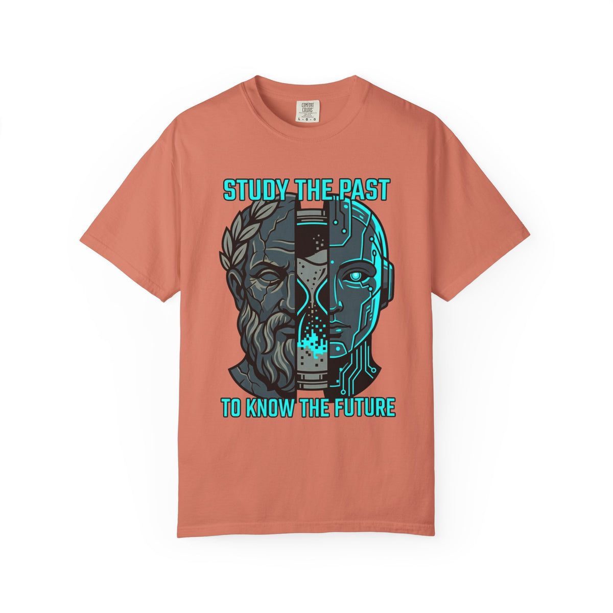 Color: Terracotta | Study the Past Know the Future Unisex Garment-Dyed Tee