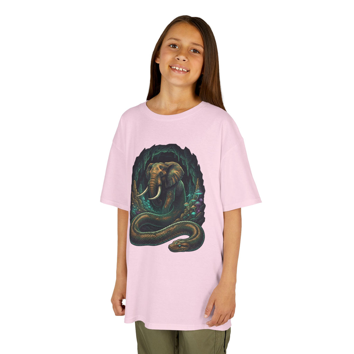 Color: Light Pink | Grootslang (South African Mythology) Kids Tee