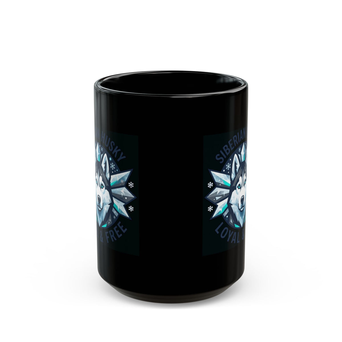 "Siberian Husky Loyal & Free" Black Ceramic Mug