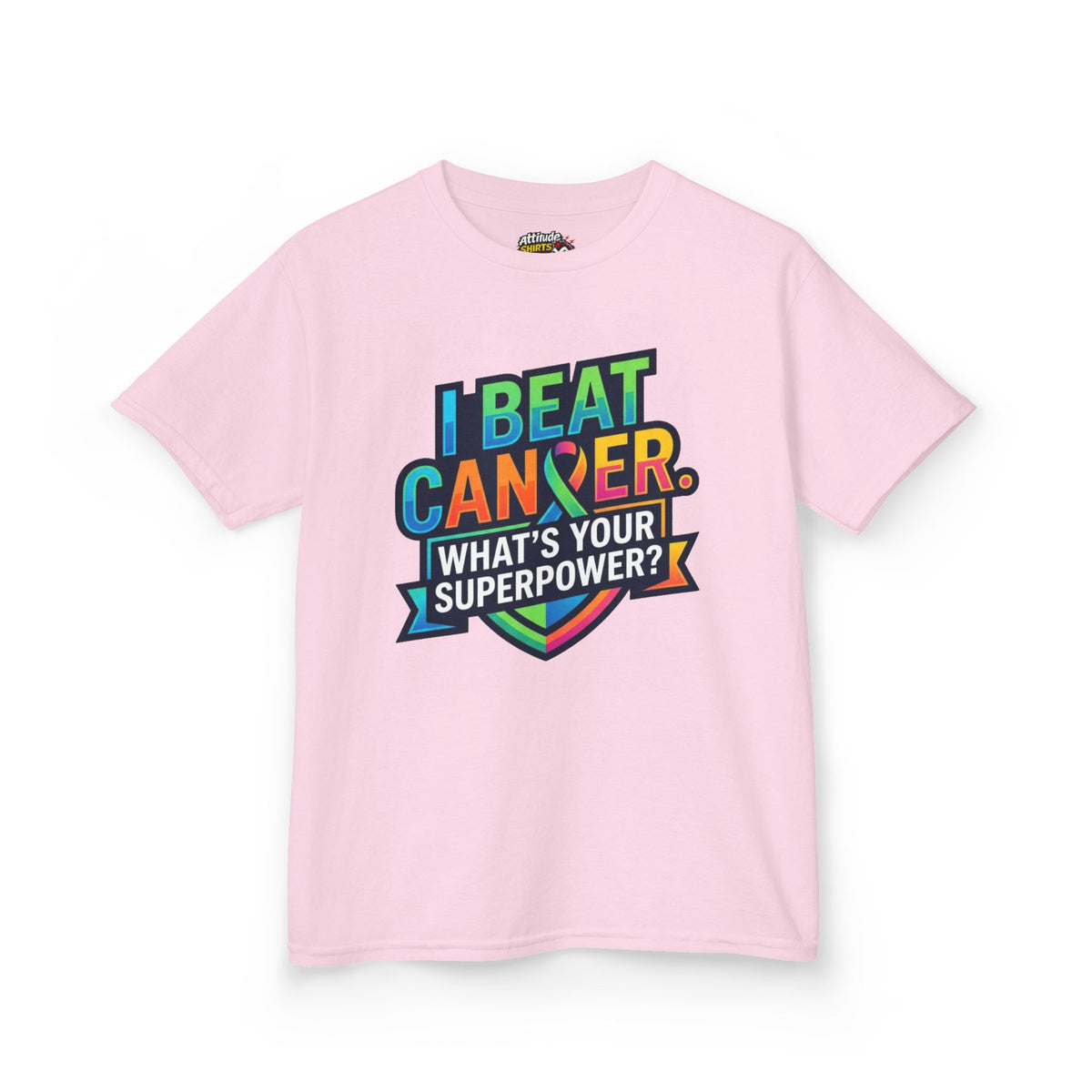 Color: Light Pink | I Beat Cancer - What is Your Superpower Kids Tee