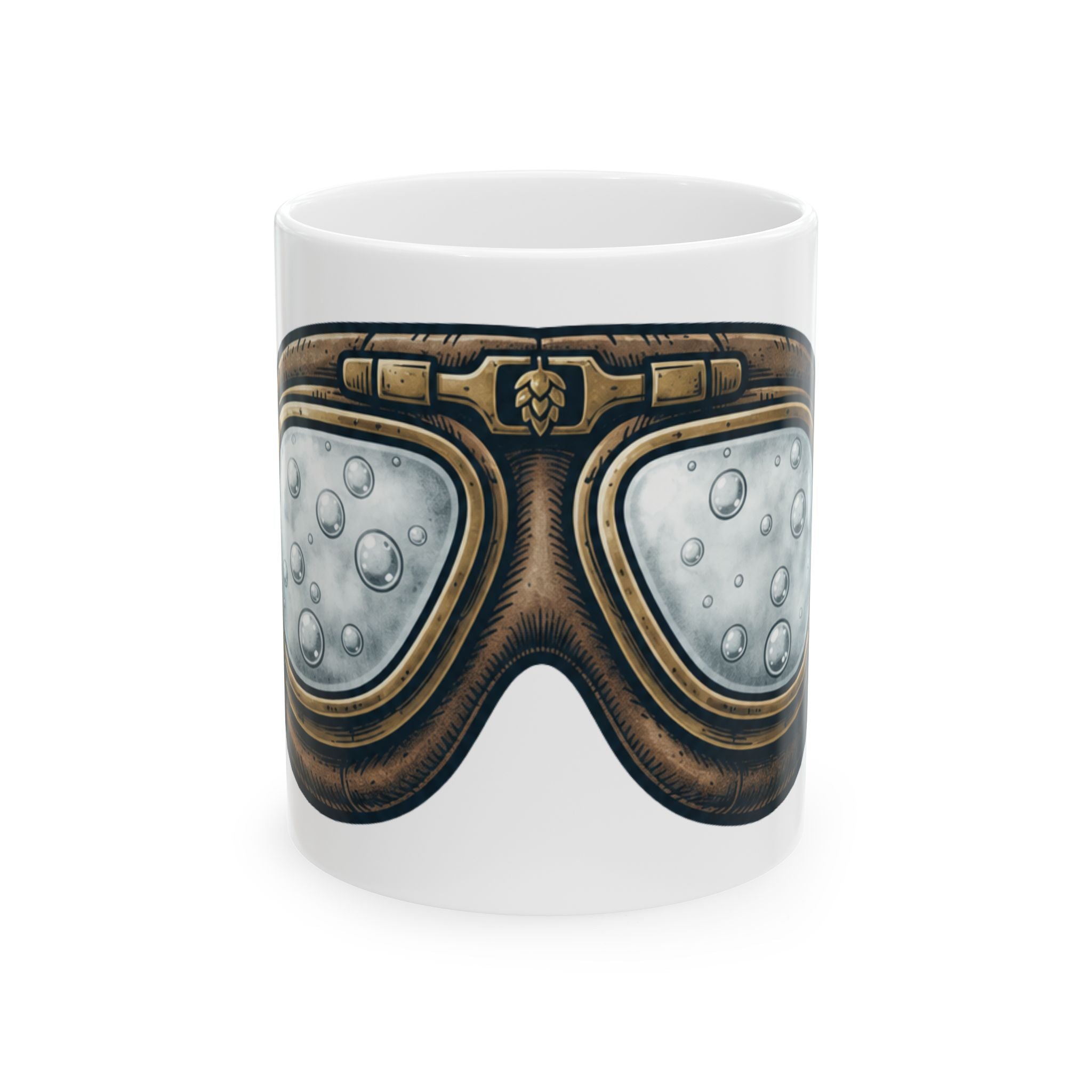 "Foggy Goggle Brewing" White Ceramic Mug — Graphic