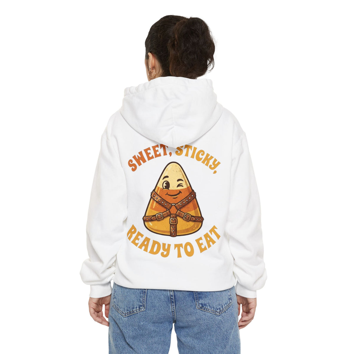 Color: White | Sweet Sticky Ready to Eat Garment-Dyed Hoodie