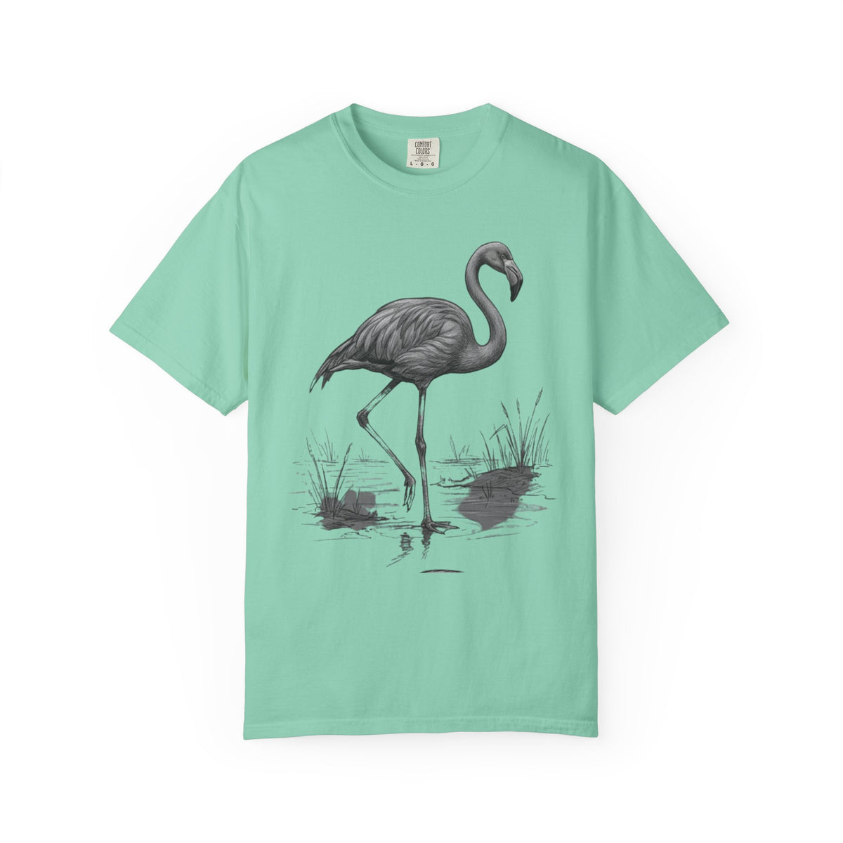 "Pencil Sketch Art Flamingo" Unisex Garment-Dyed Tee