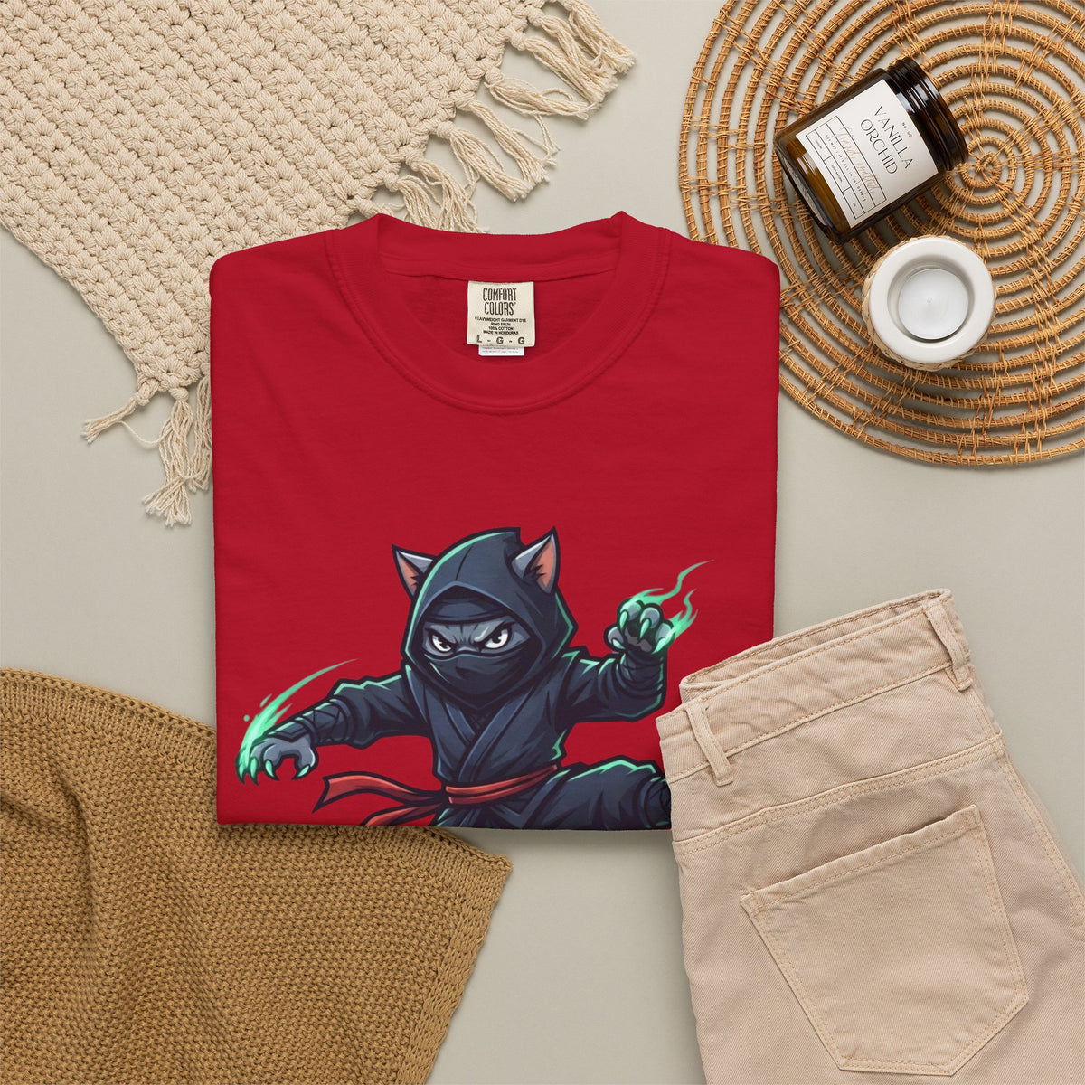 "Ninja Cat Credible" Unisex Garment-Dyed Tee