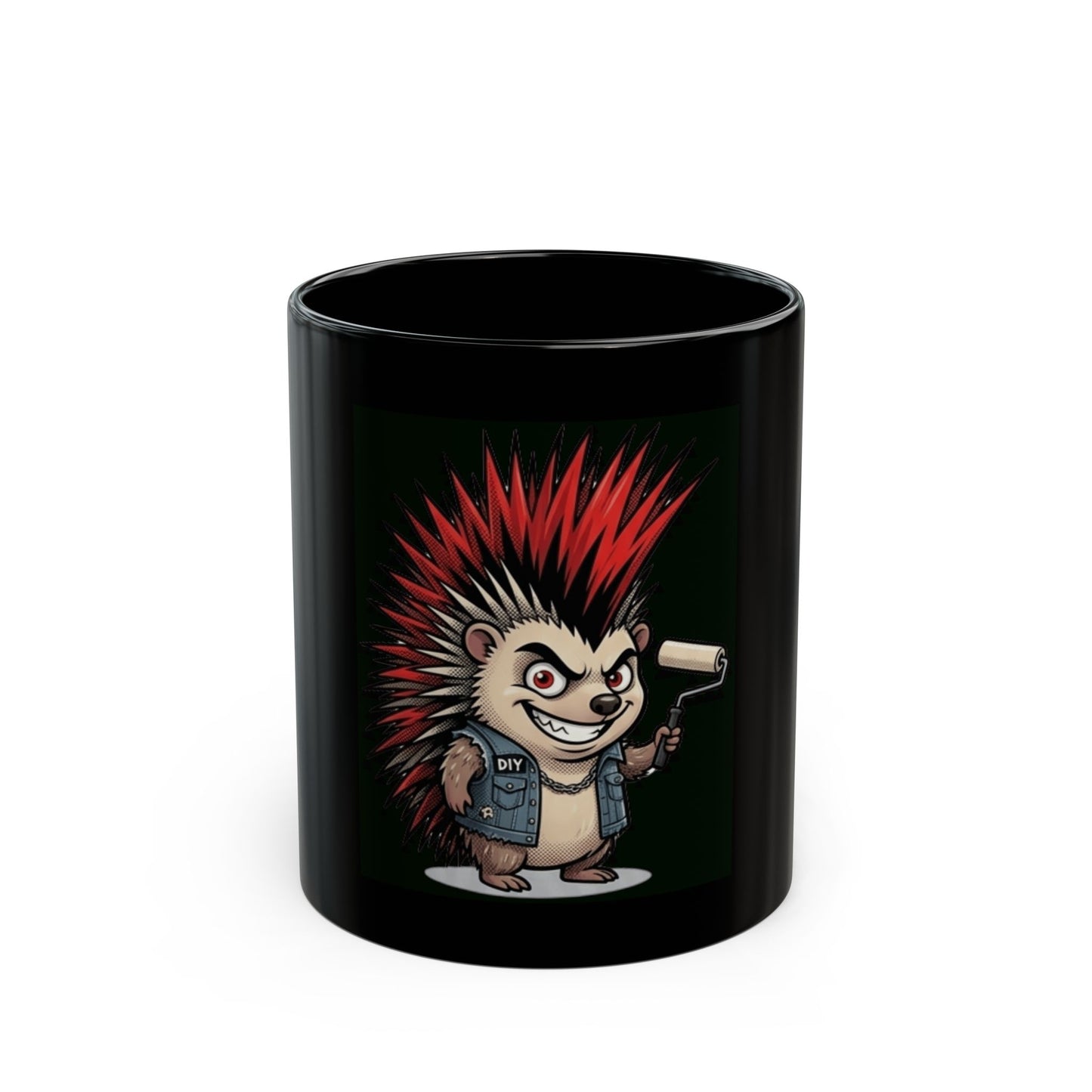 "Punkupine" Black Ceramic Mug