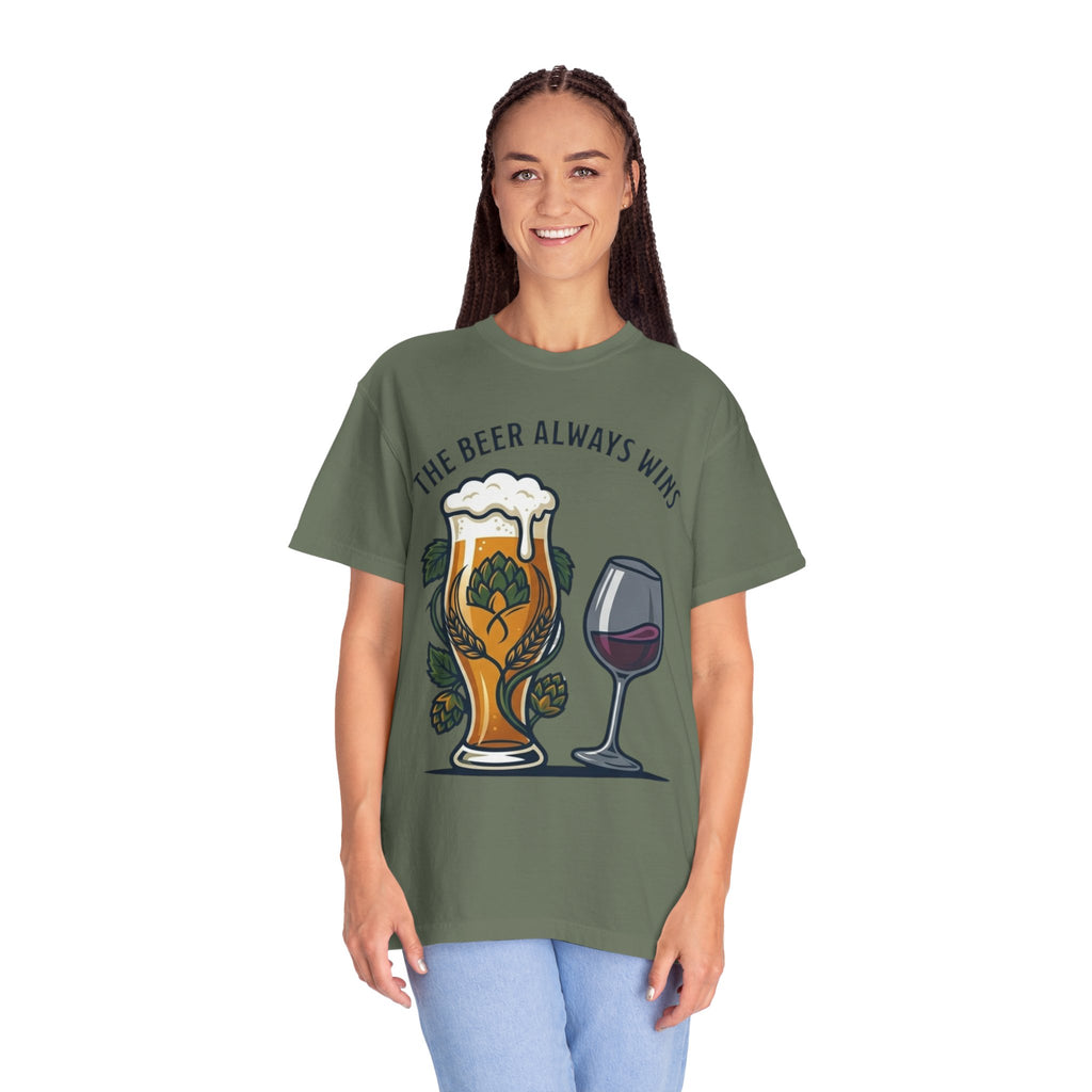 "The Beer Always Wins" Unisex Garment-Dyed Tee