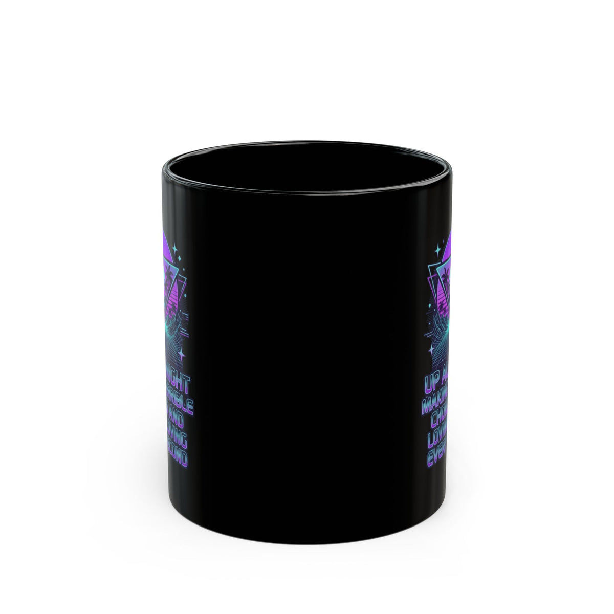 "Up All Night" Black Ceramic Mug