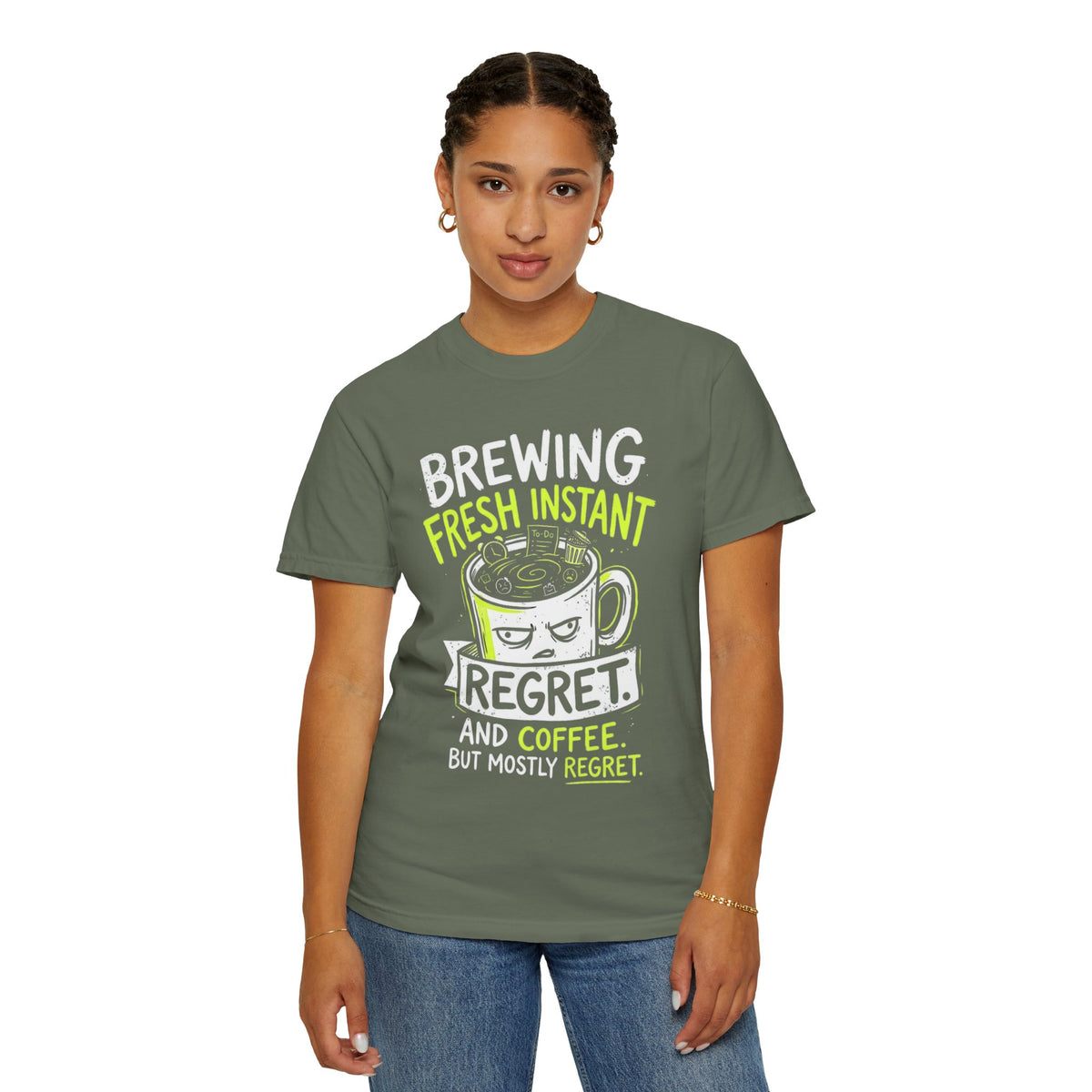 Color: Moss | Instant Regret Unisex Garment-Dyed Tee