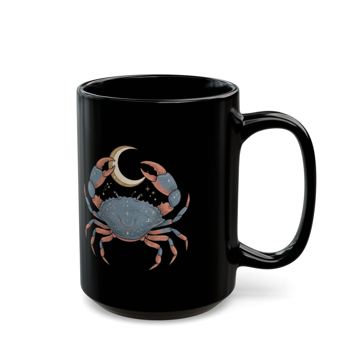 "Cancer The Moon Child Crab" Black Ceramic Mug