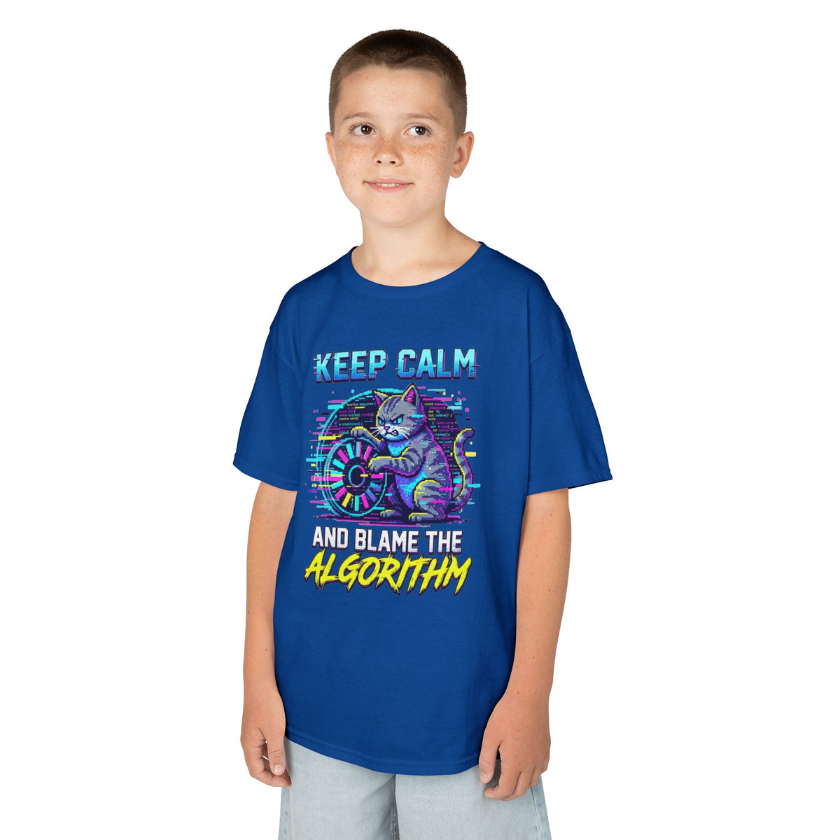 Color: Royal | Keep Calm And Blame The Algorithm Kids Tee