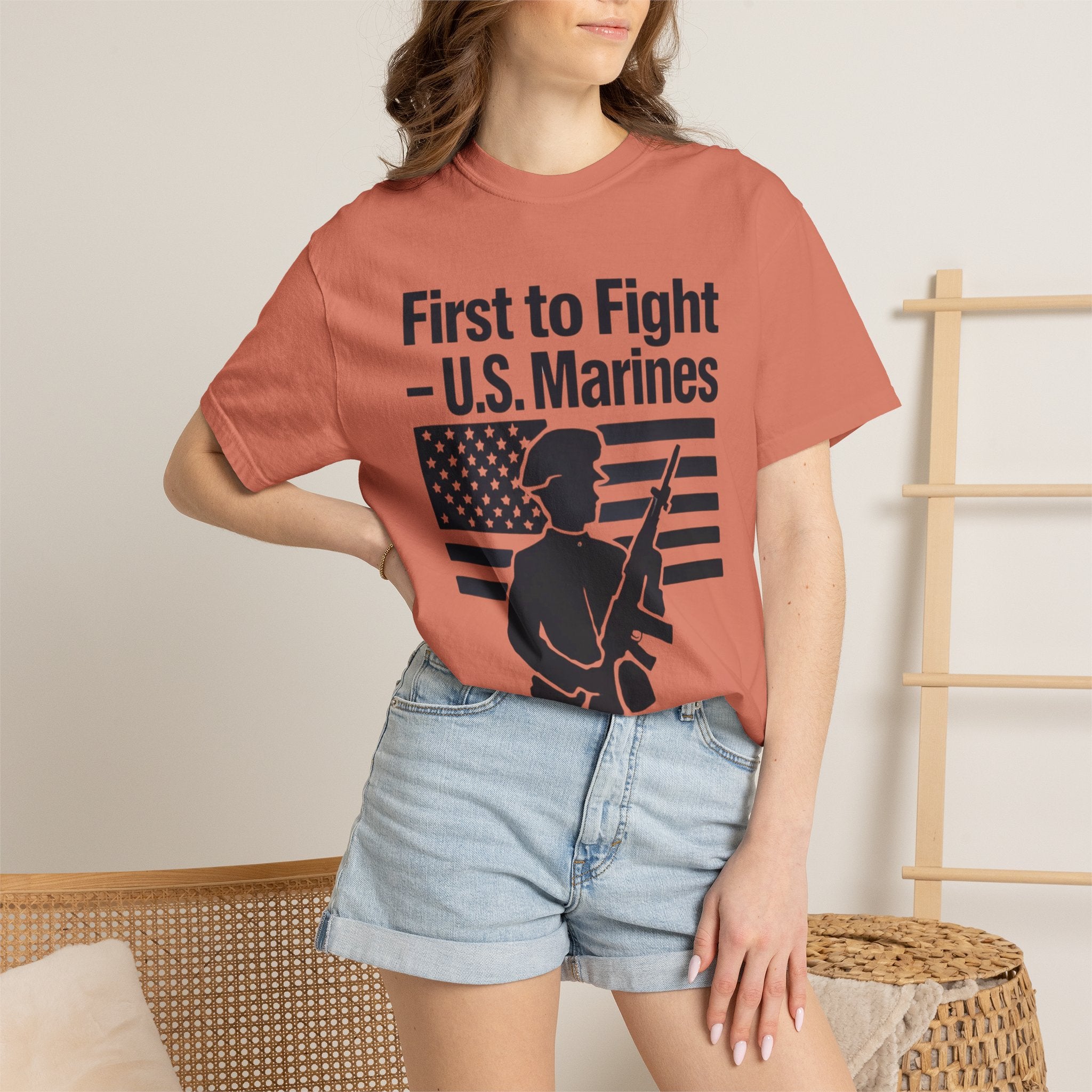 "First to Fight" Unisex Garment-Dyed T-shirt