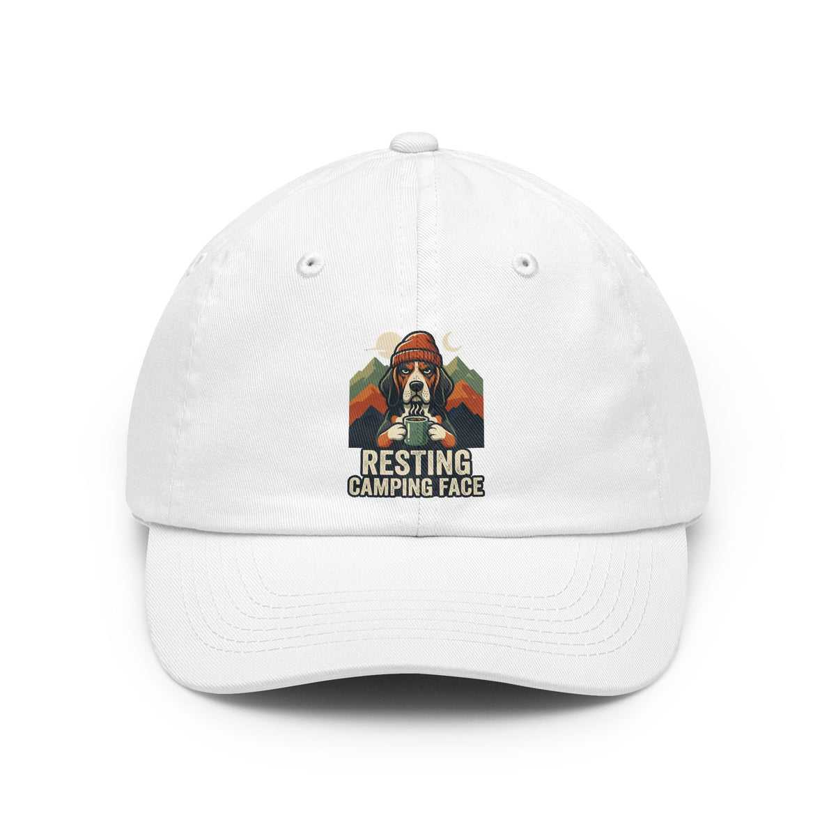 Color: White | Resting Camping Face Dad Hat