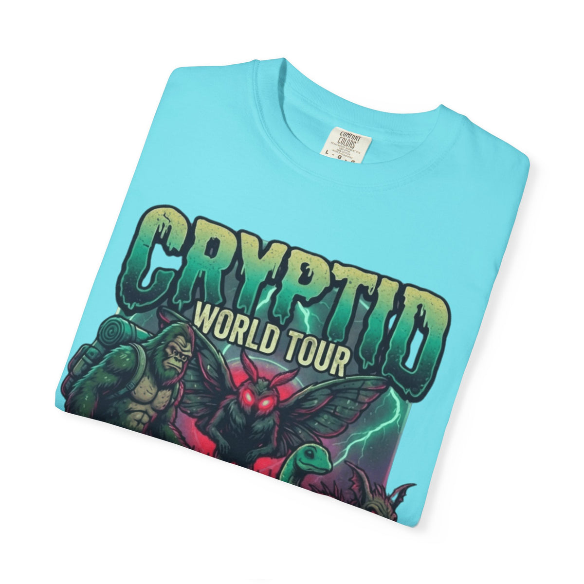 "Puzizia (Global-Cryptid Mashup) Cryptid World Tour" Unisex Garment-Dyed Tee
