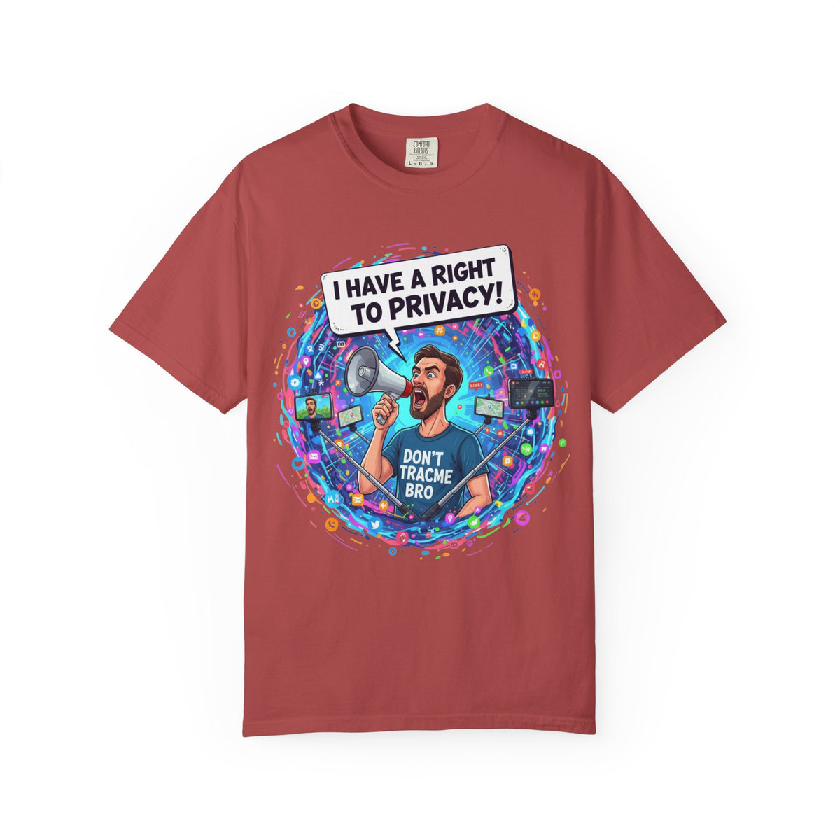 Color: Crimson | The Right to Privacy  Unisex Garment-Dyed T-shirt