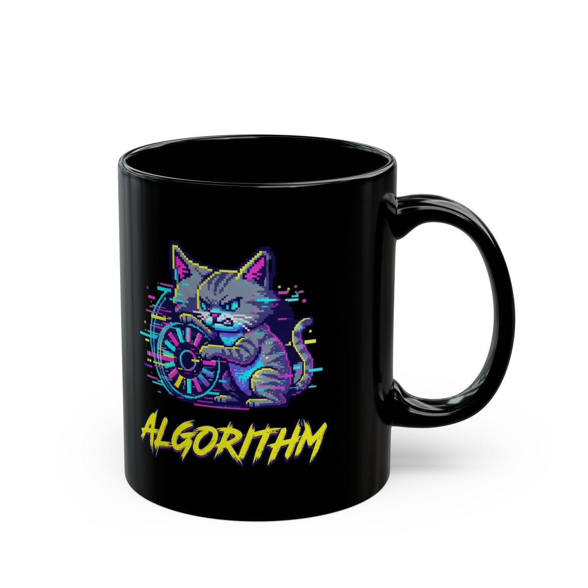 "Keep Calm And Blame The Algorithm" Black Ceramic Mug — Graphic