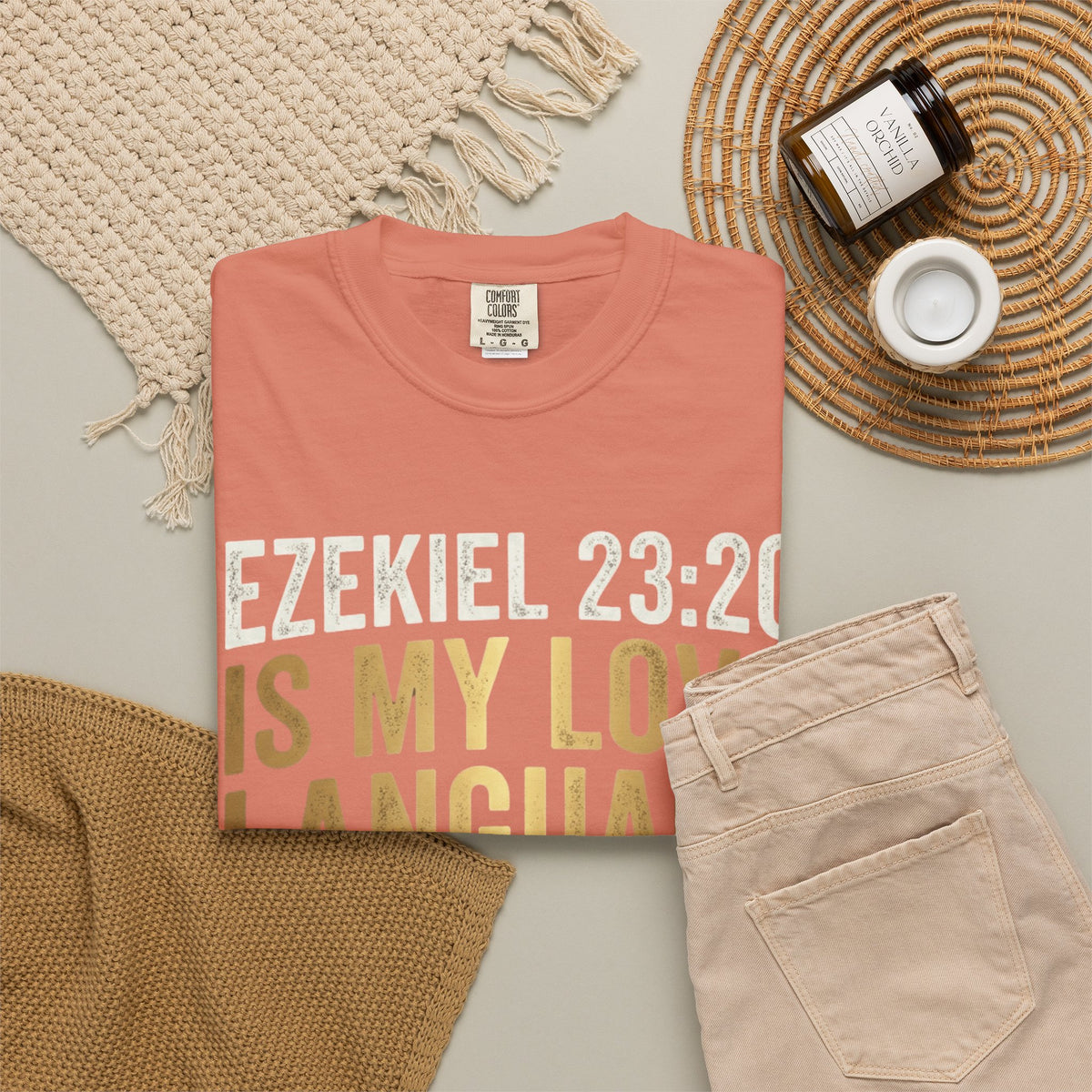 Good Book Series Ezekiel 23 20 Love Language Unisex Garment-Dyed Tee