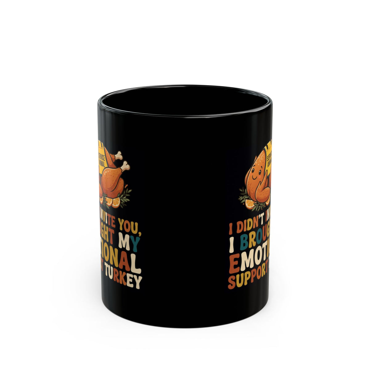 "Emotional Support Turkey" Black Ceramic Mug
