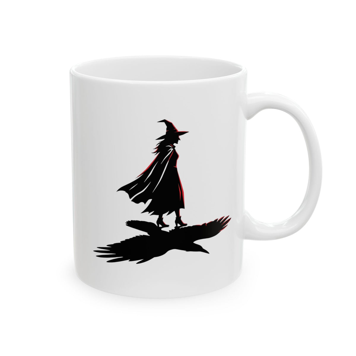 "Witch With Raven Shadow" White Ceramic Mug