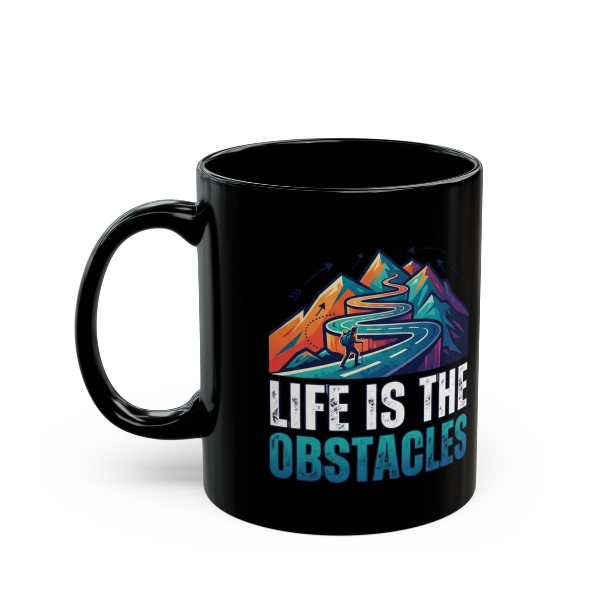 "Life Is The Obstacles" Black Ceramic Mug