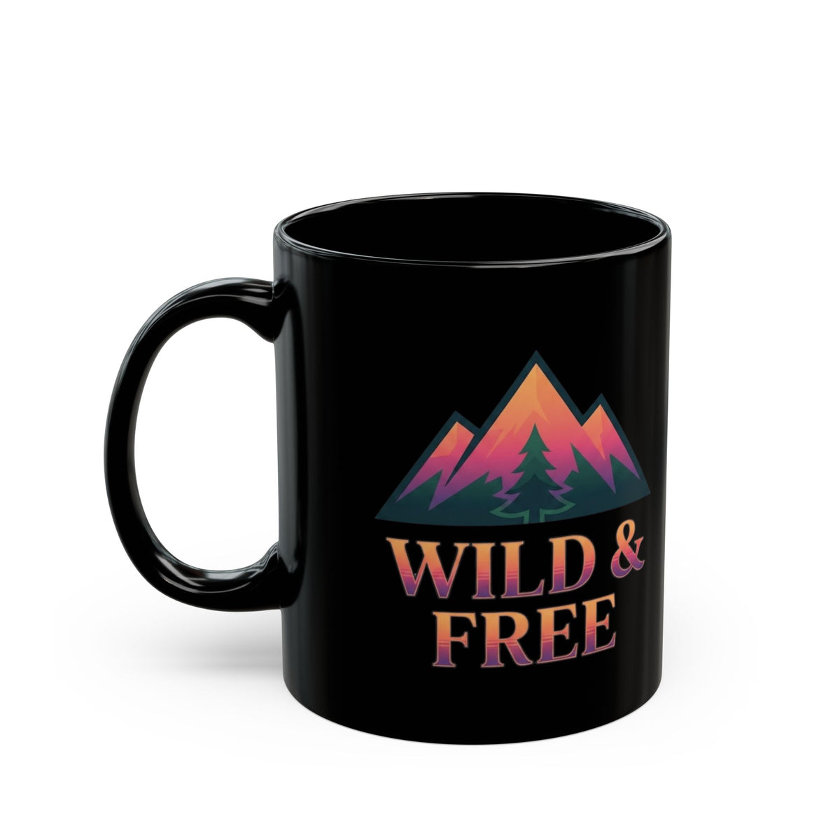 "Wild & Free" Black Ceramic Mug — Graphic