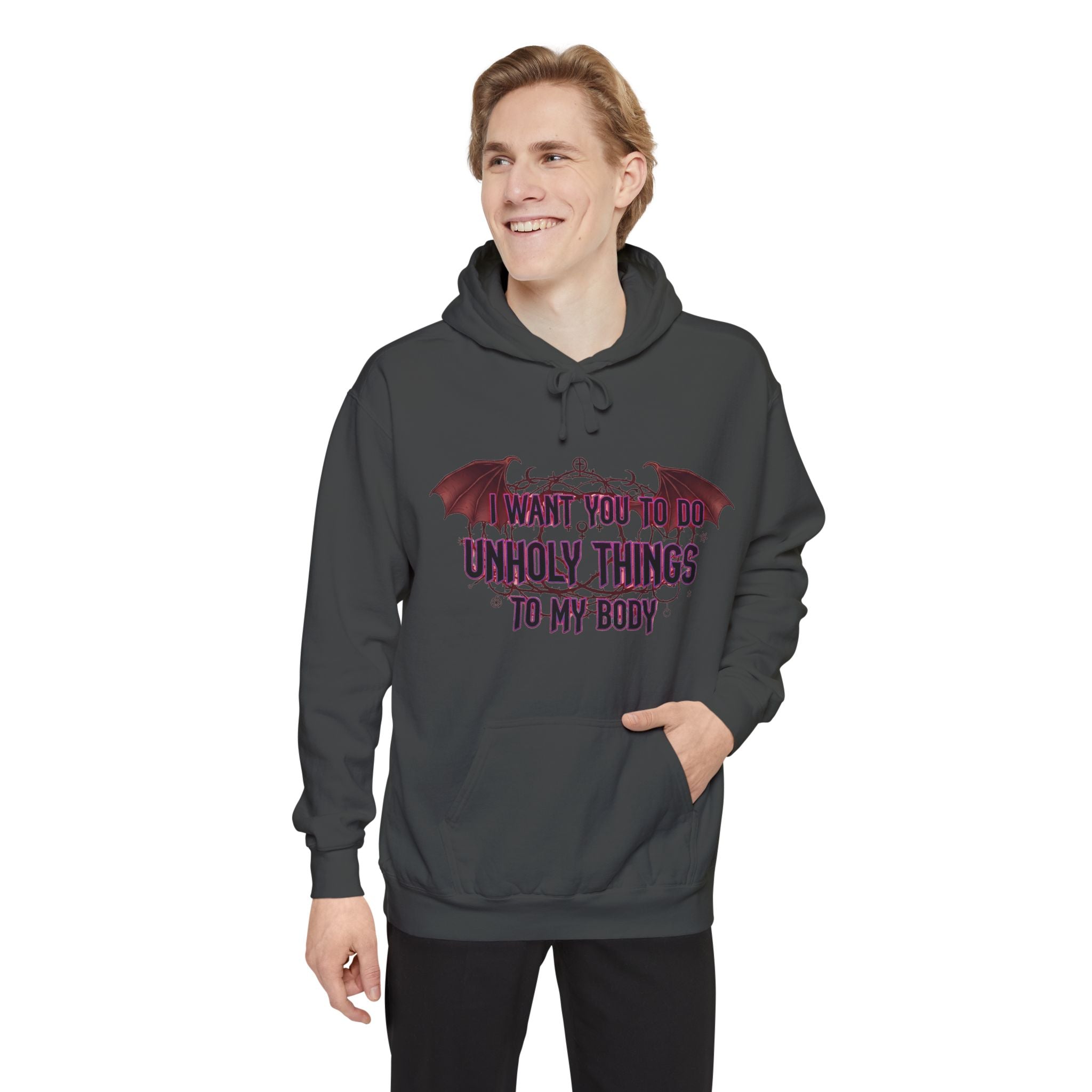 Unholy Things – Sin Responsibly | Garment-Dyed Hoodie — AttitudeShirts