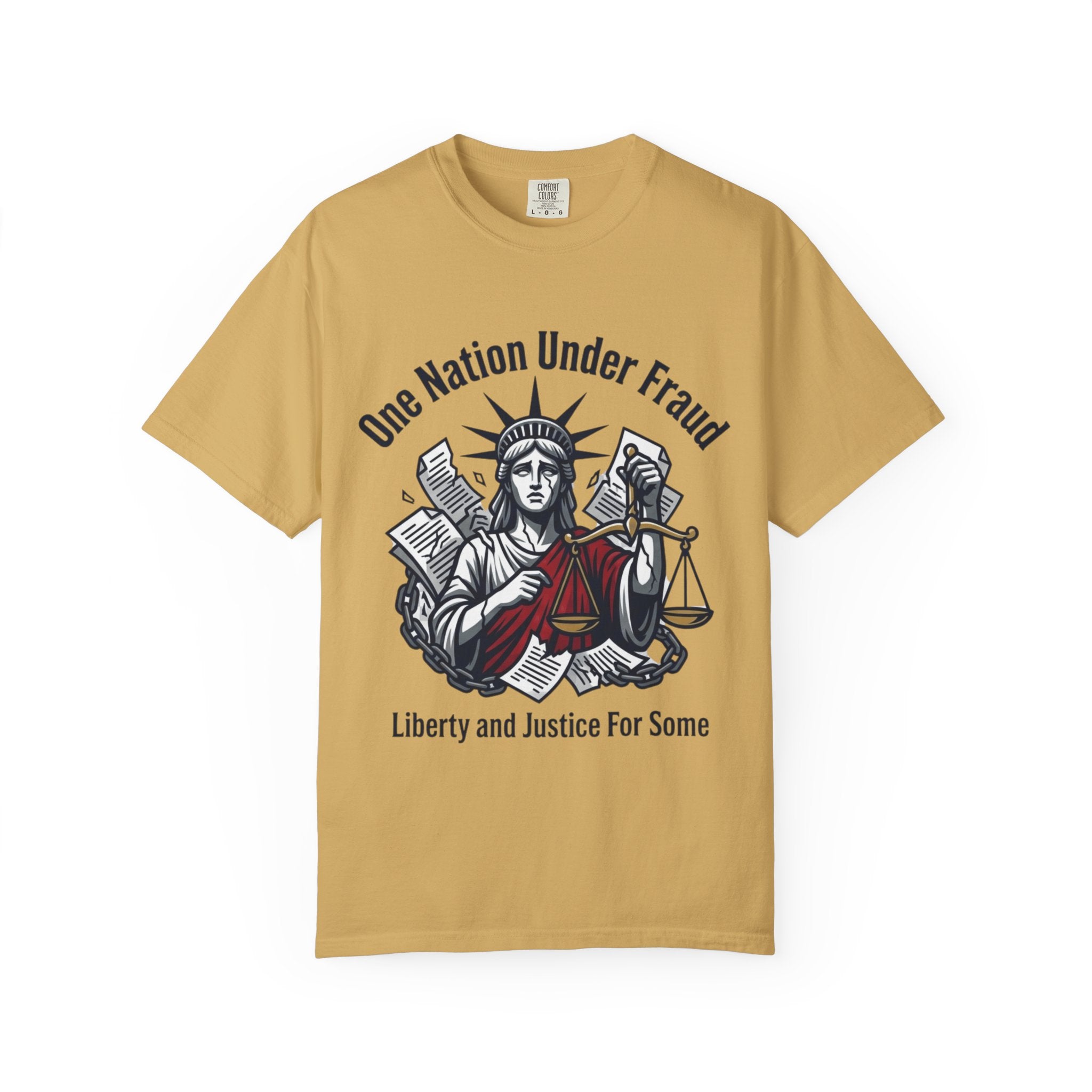 "One Nation Under Fraud" Unisex Garment-Dyed T-shirt