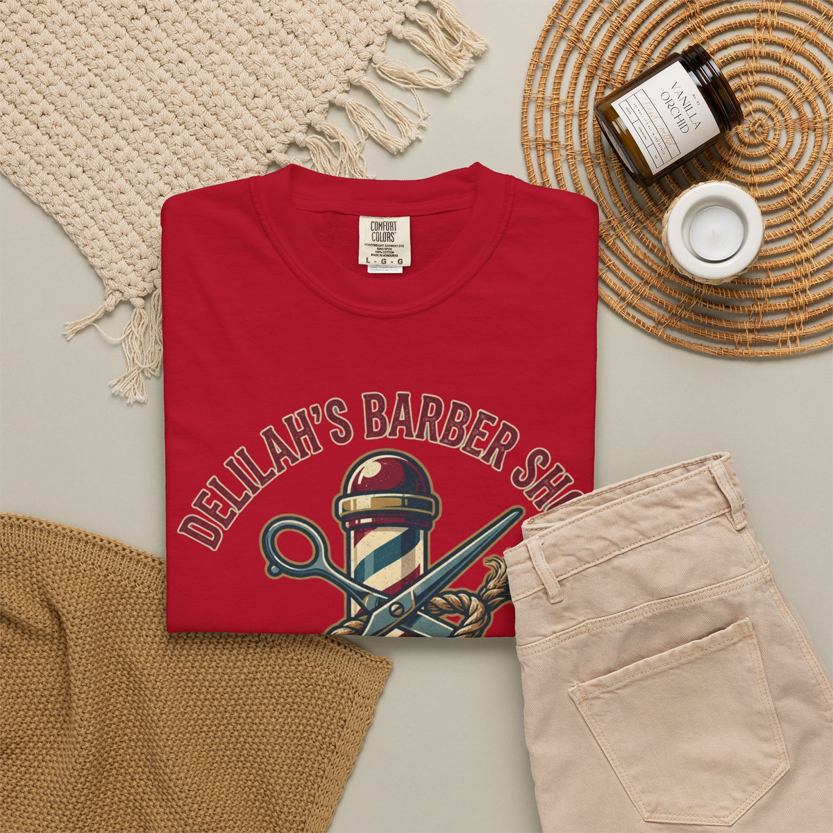 "Good Book Series Delilah's Barber Shop" Unisex Garment-Dyed Tee