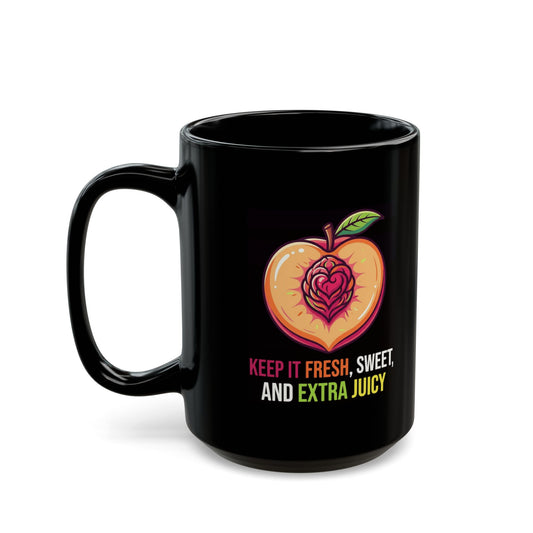 "Warm Sweet Juicy" Black Ceramic Mug
