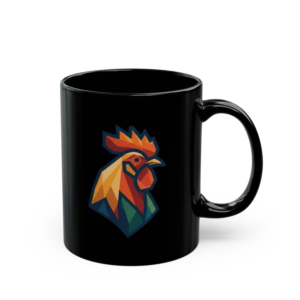 "Barnyard Rooster" Black Ceramic Mug — Graphic