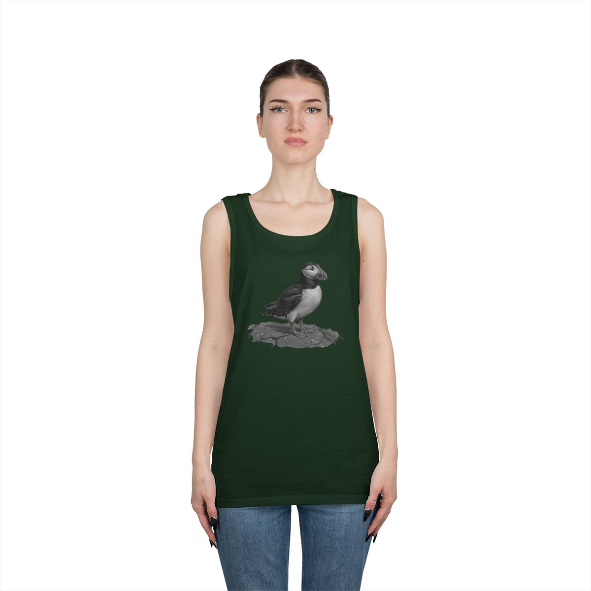 "Pencil Sketch Art Puffin" Tank Top