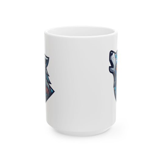 "Cyber Wolf" White Ceramic Mug — Graphic