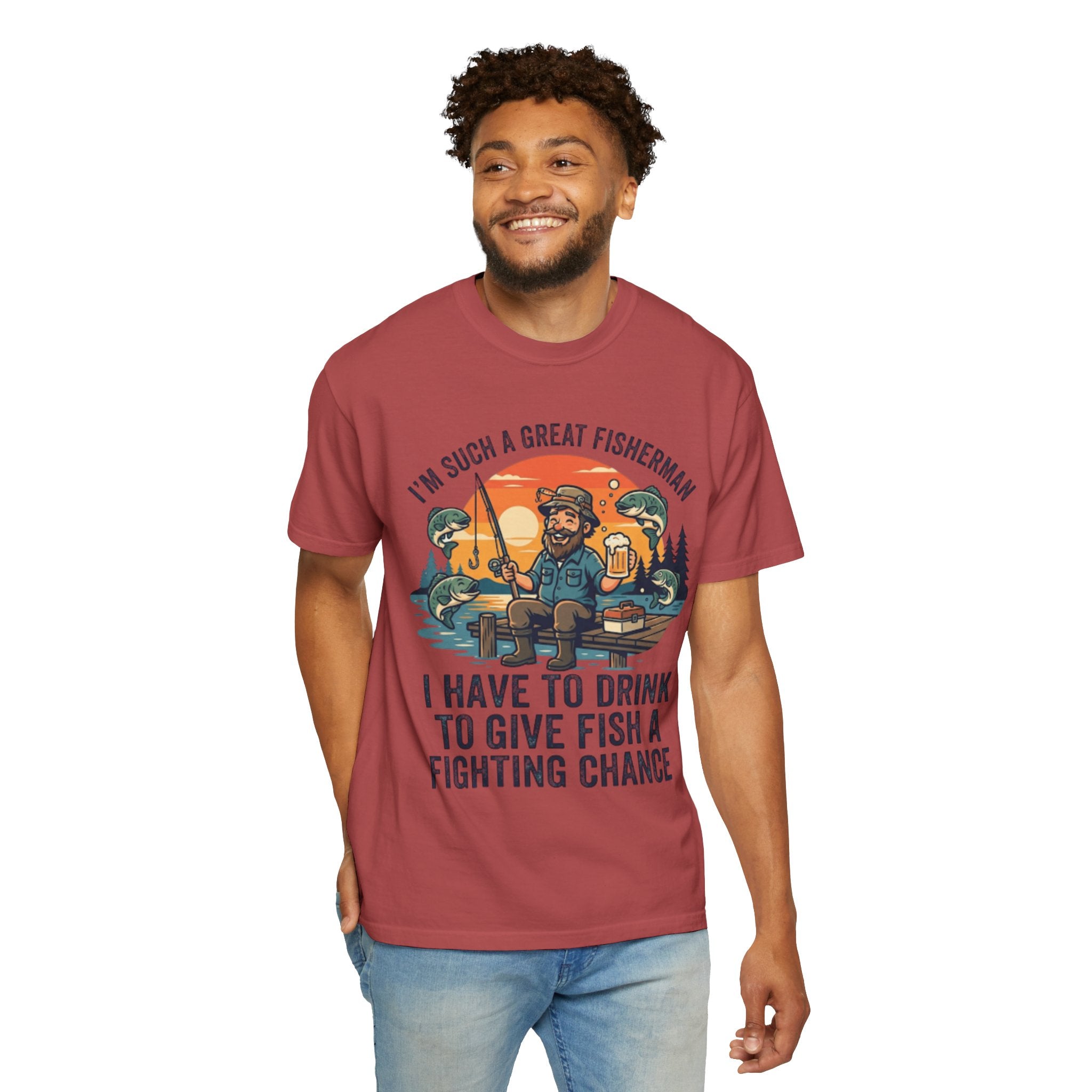 "Drink to Give Fish a Fighting Chance" Unisex Garment-Dyed Tee