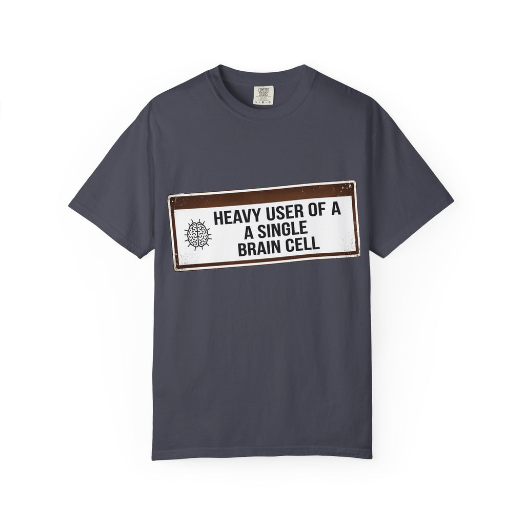 “Heavy User of a Single Brain Cell” Unisex Garment-Dyed T-shirt