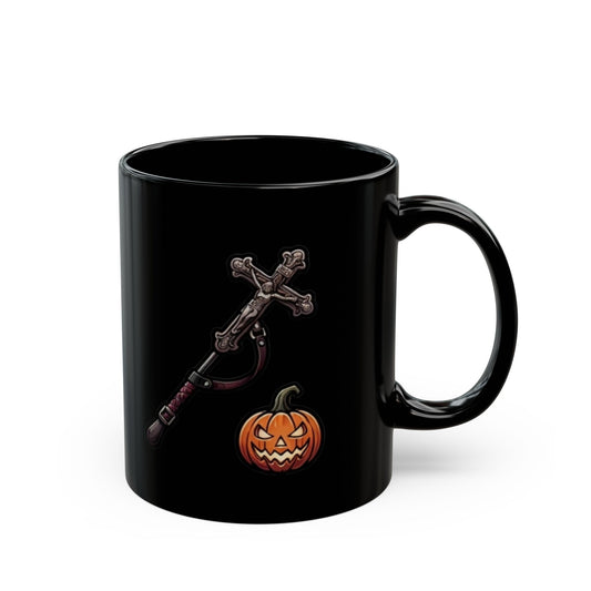 "Sexy Halloween Nun" Black Ceramic Mug — Graphic
