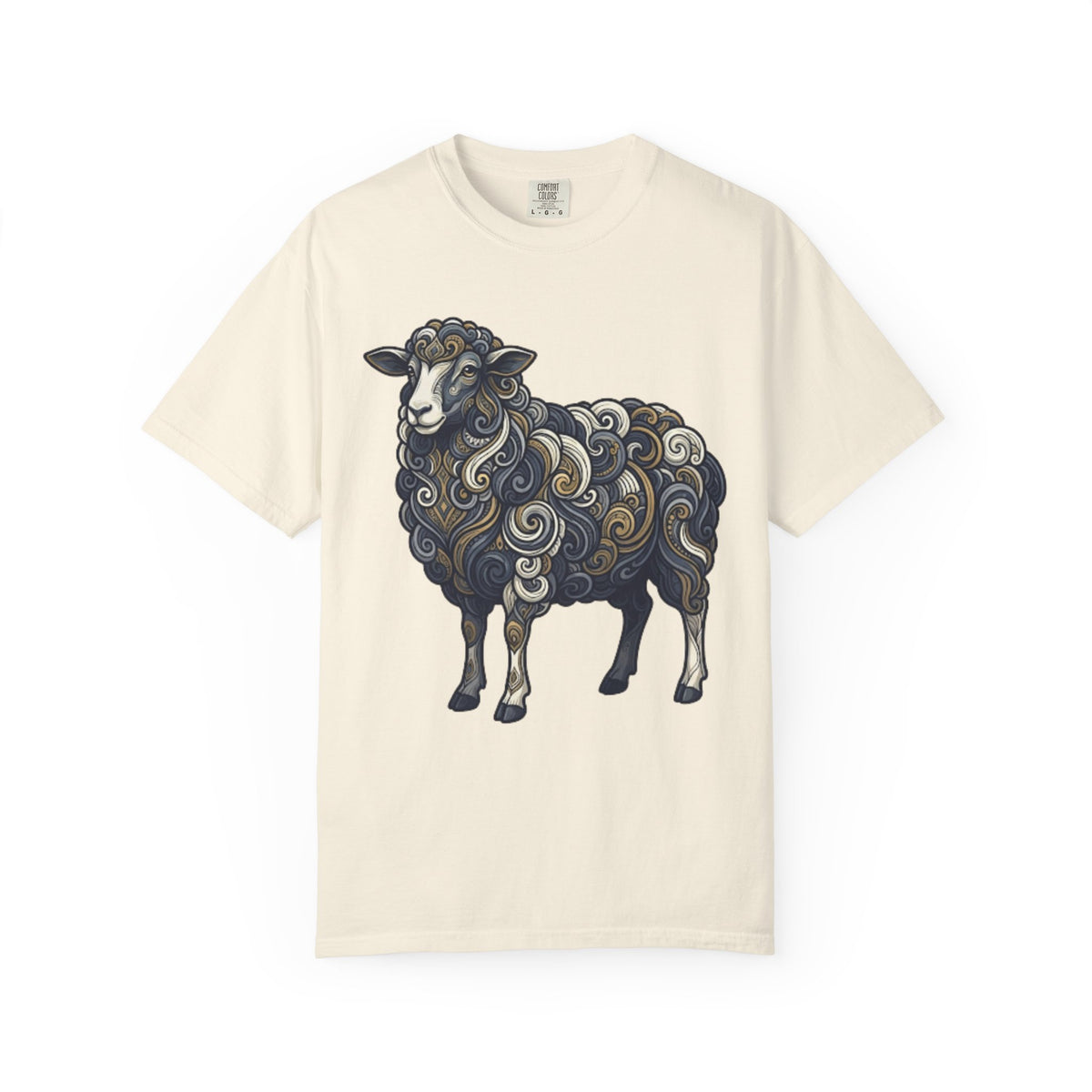 Color: Ivory | Barnyard Sheep Unisex Garment-Dyed Tee
