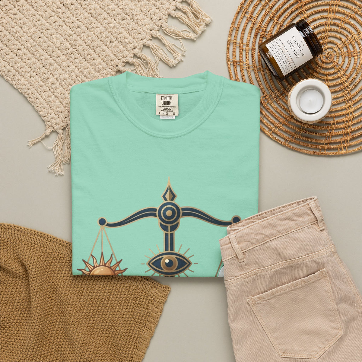 "Libra The Balanced Scales" Unisex Garment-Dyed Tee
