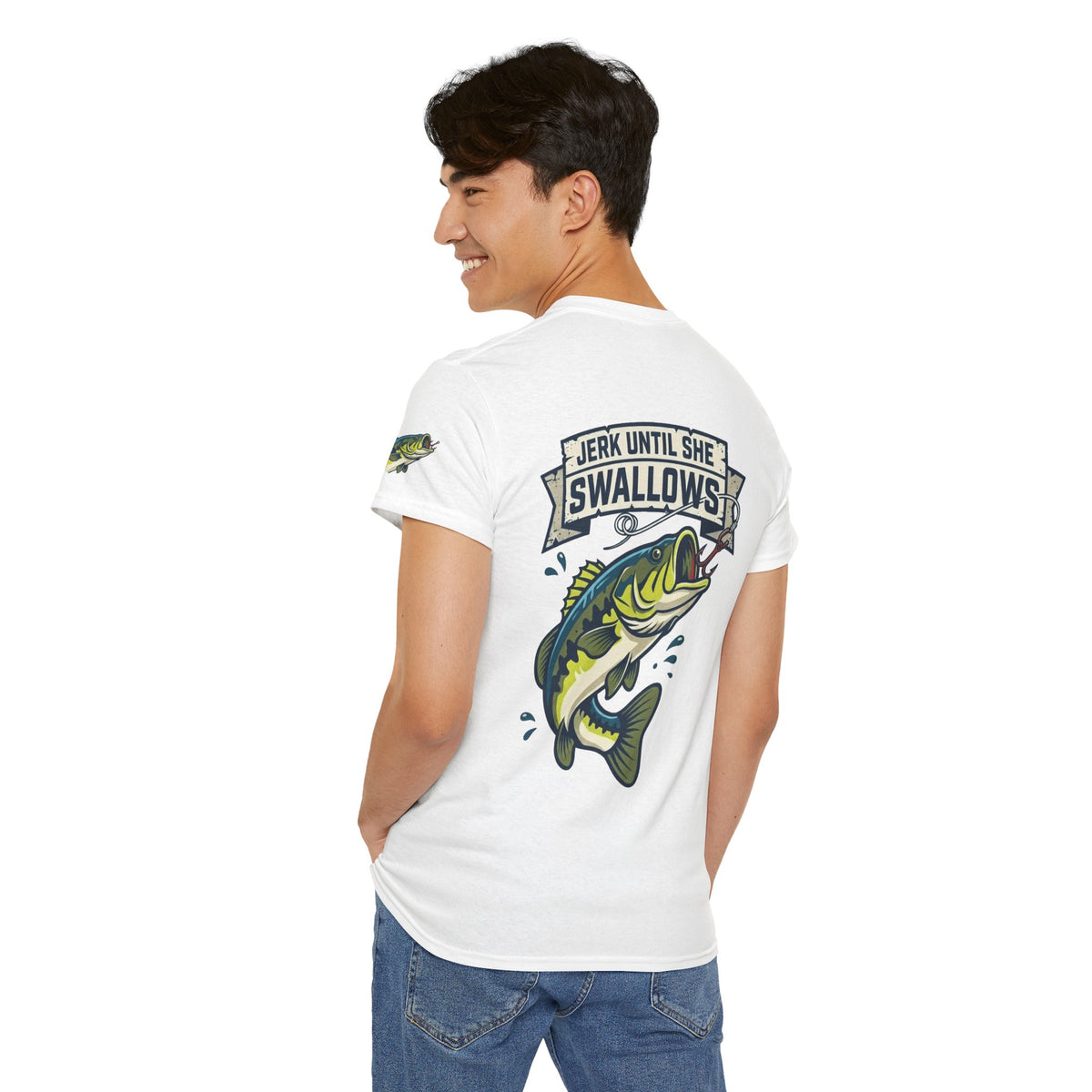 Color: White | Jerk Until She Swallows Premium Graphic Tee