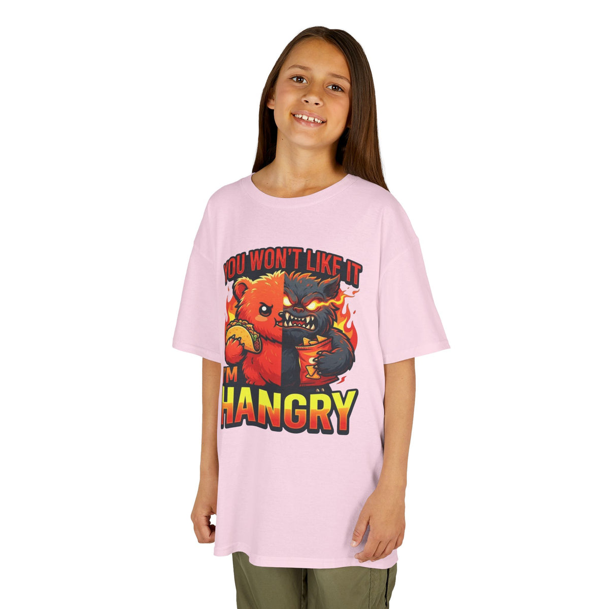 Color: Light Pink | You Won't Like It I'm Hangry Kids Tee