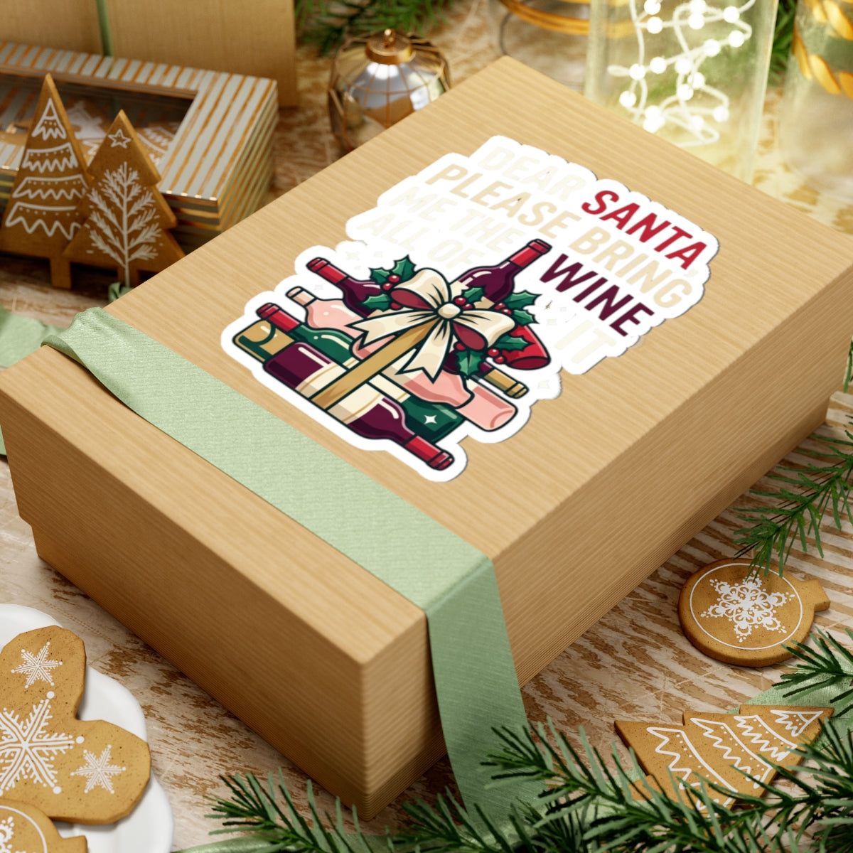 "Santa Bring Me Wine" Sticker — Main
