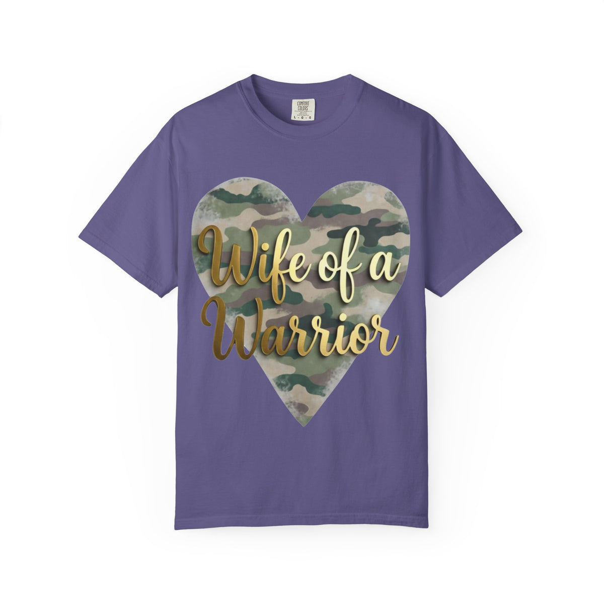 Color: Grape | Wife of a Warrior Unisex Garment-Dyed T-shirt