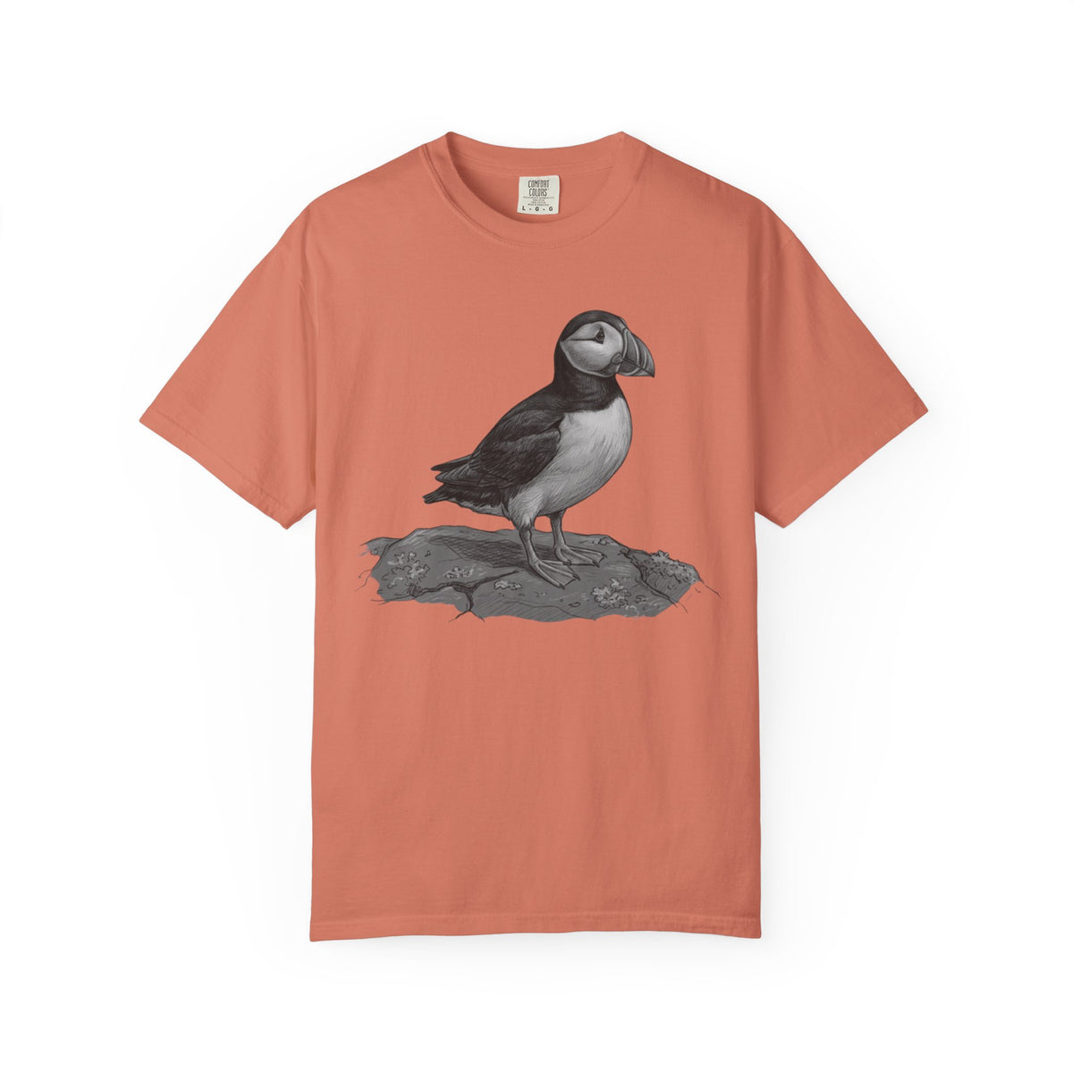 "Pencil Sketch Art Puffin" Unisex Garment-Dyed Tee