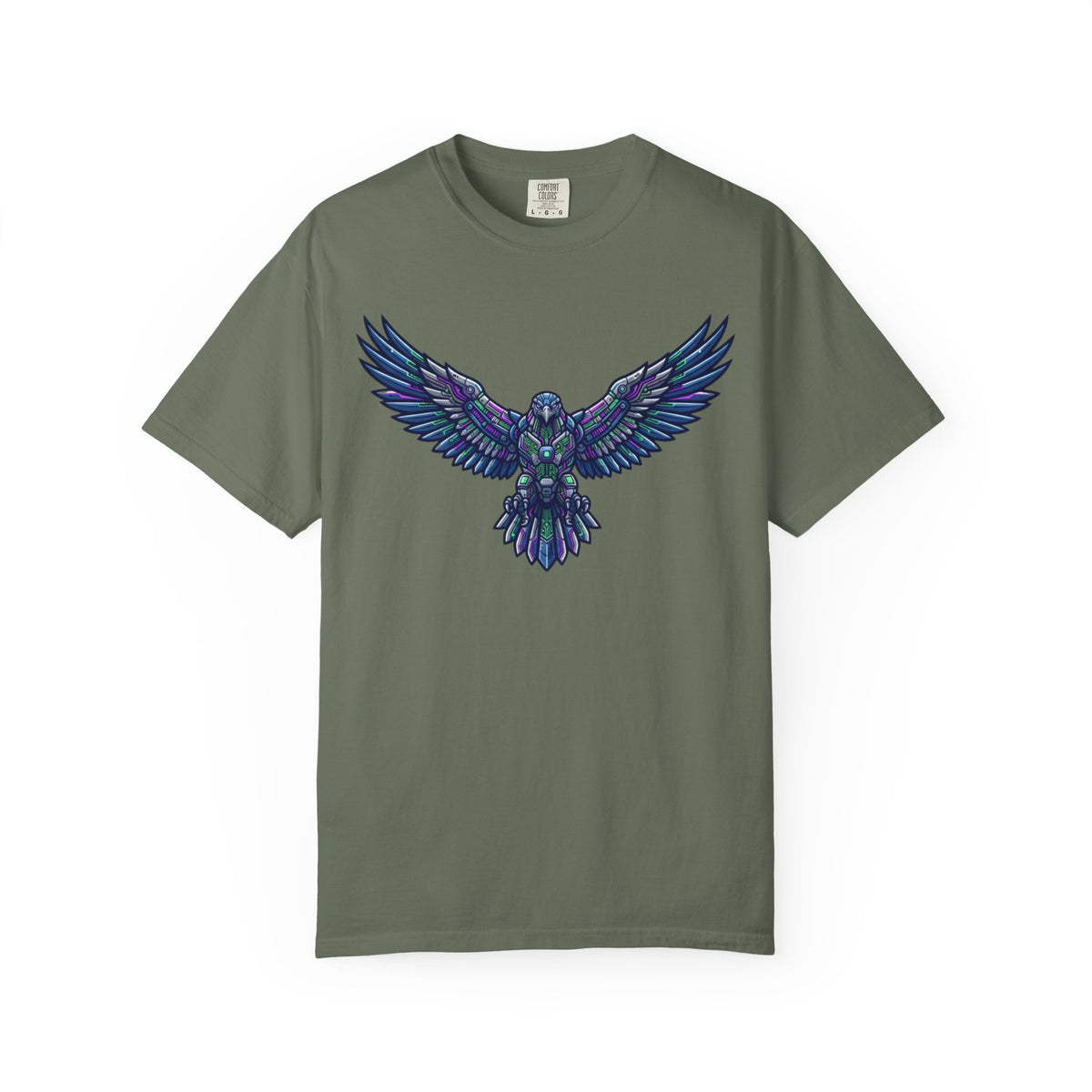 Color: Moss | Cyber Falcon Unisex Garment-Dyed Tee