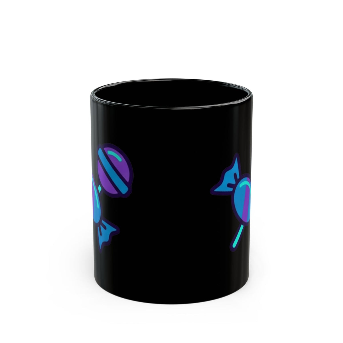 "Free Candy For All" Black Ceramic Mug — Graphic