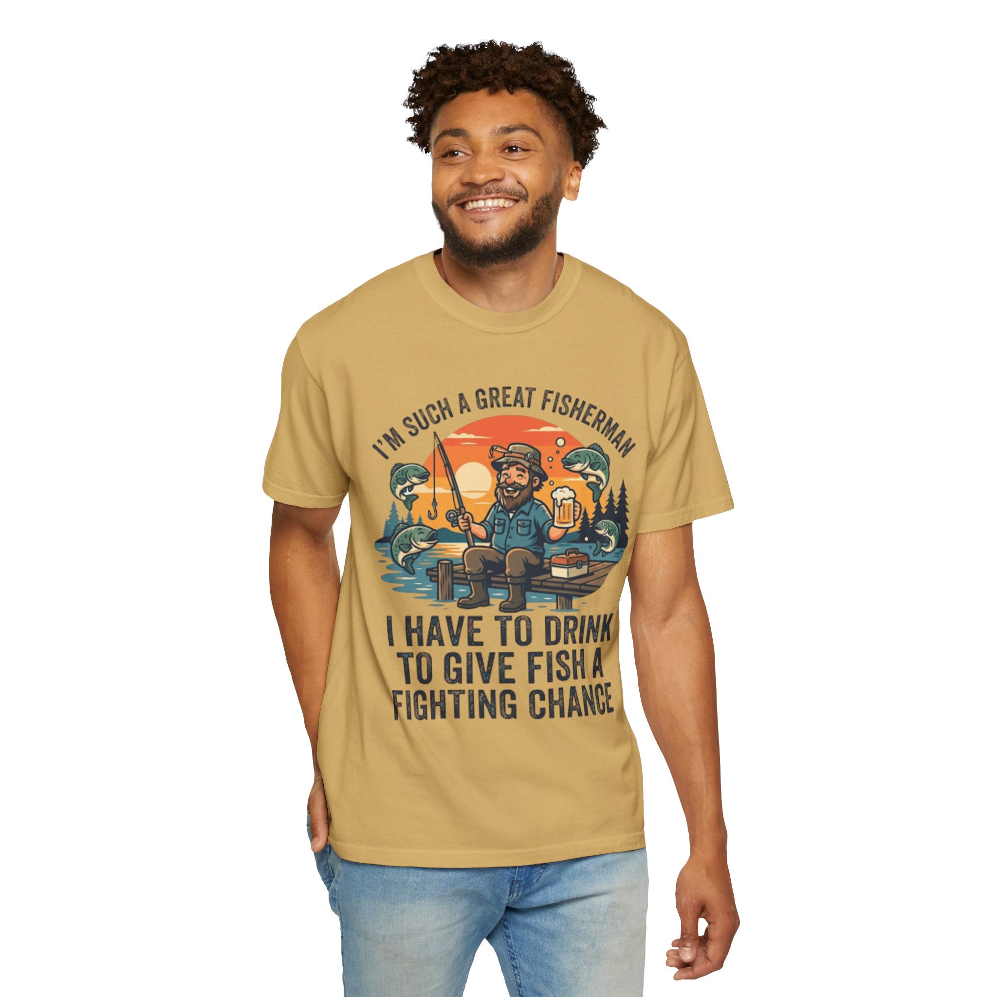 "Drink to Give Fish a Fighting Chance" Unisex Garment-Dyed Tee