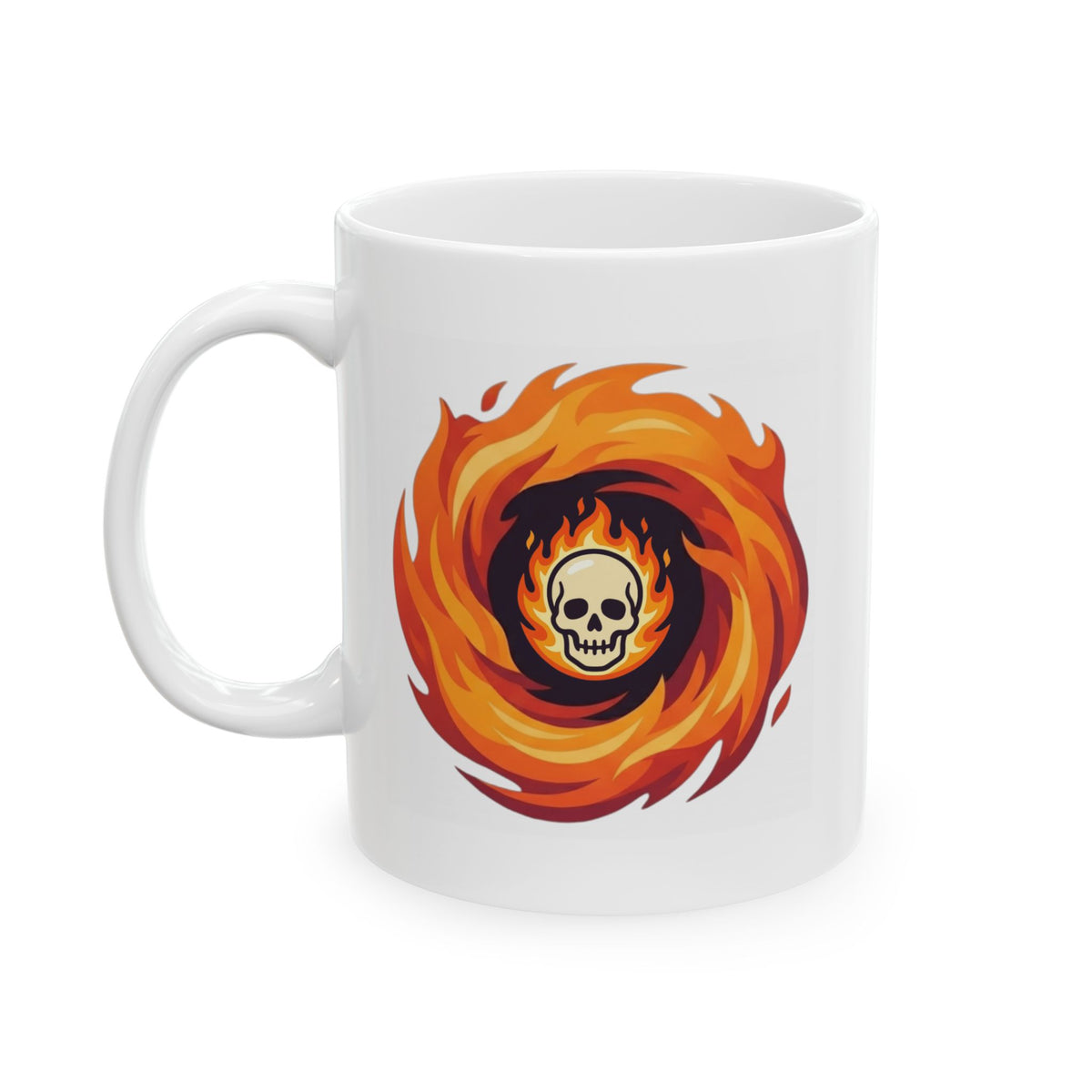 "Hellfire" White Ceramic Mug