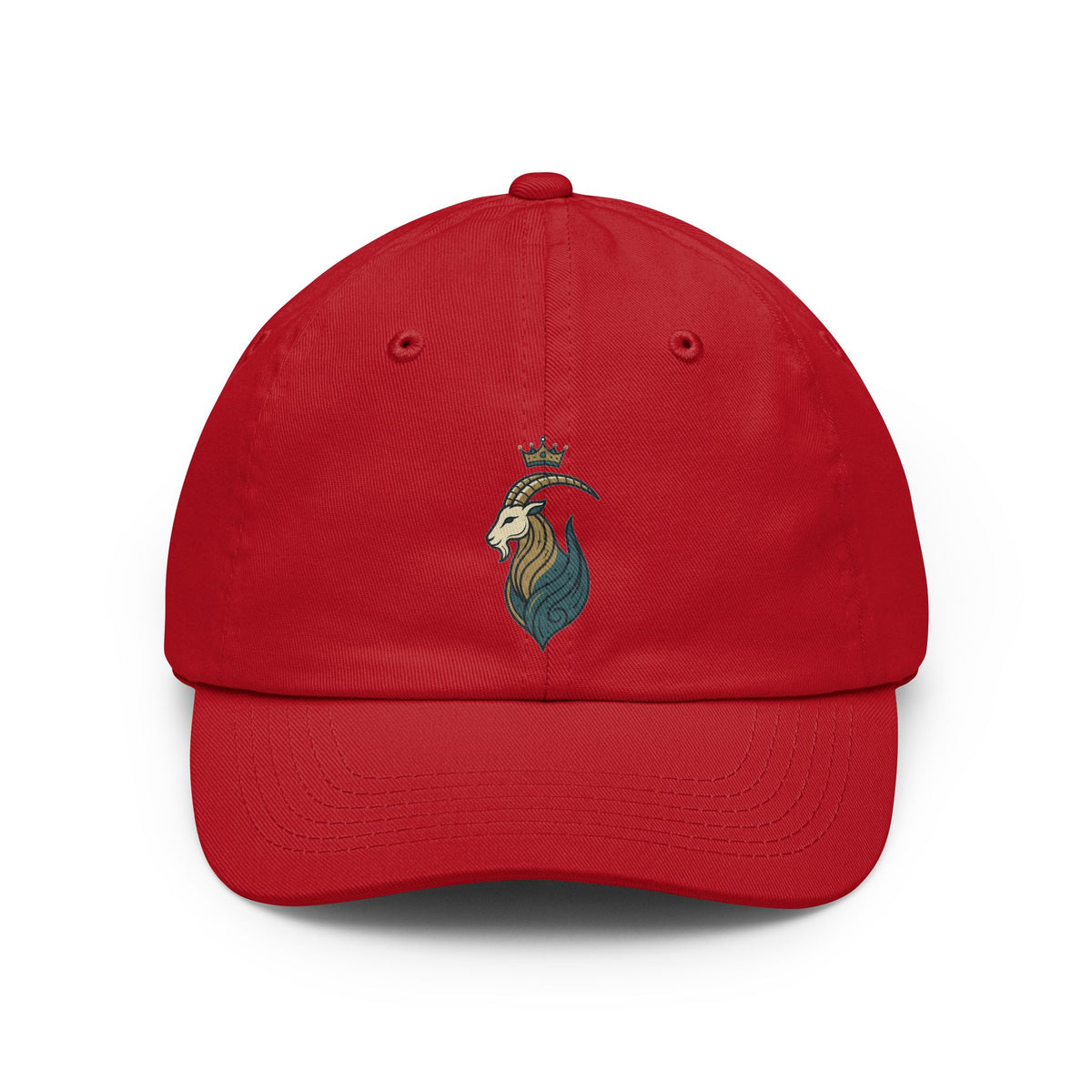Color: Red | Capricorn- The Sea-Goat Crest Dad Hat — Graphic