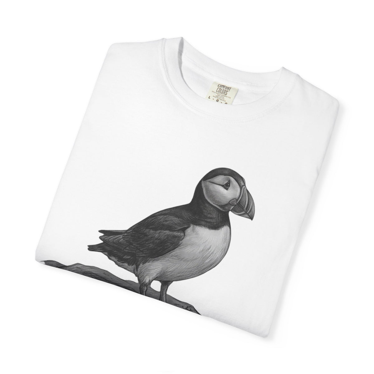 "Pencil Sketch Art Puffin" Unisex Garment-Dyed Tee