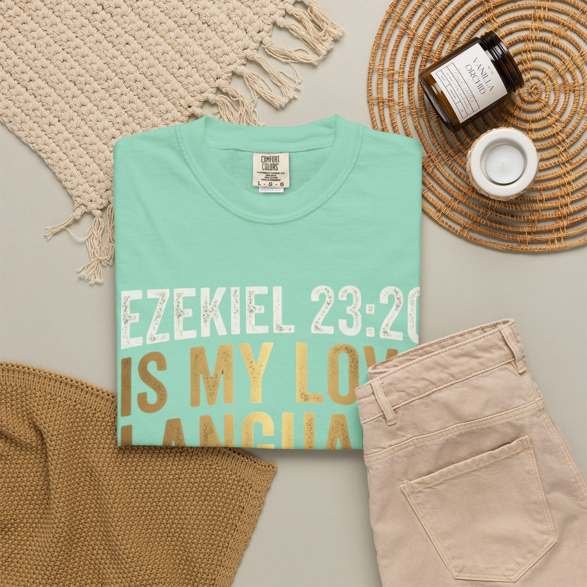 Good Book Series Ezekiel 23 20 Love Language Unisex Garment-Dyed Tee