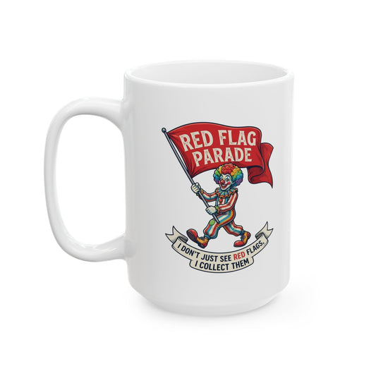 "Red Flag Parade" White Ceramic Mug